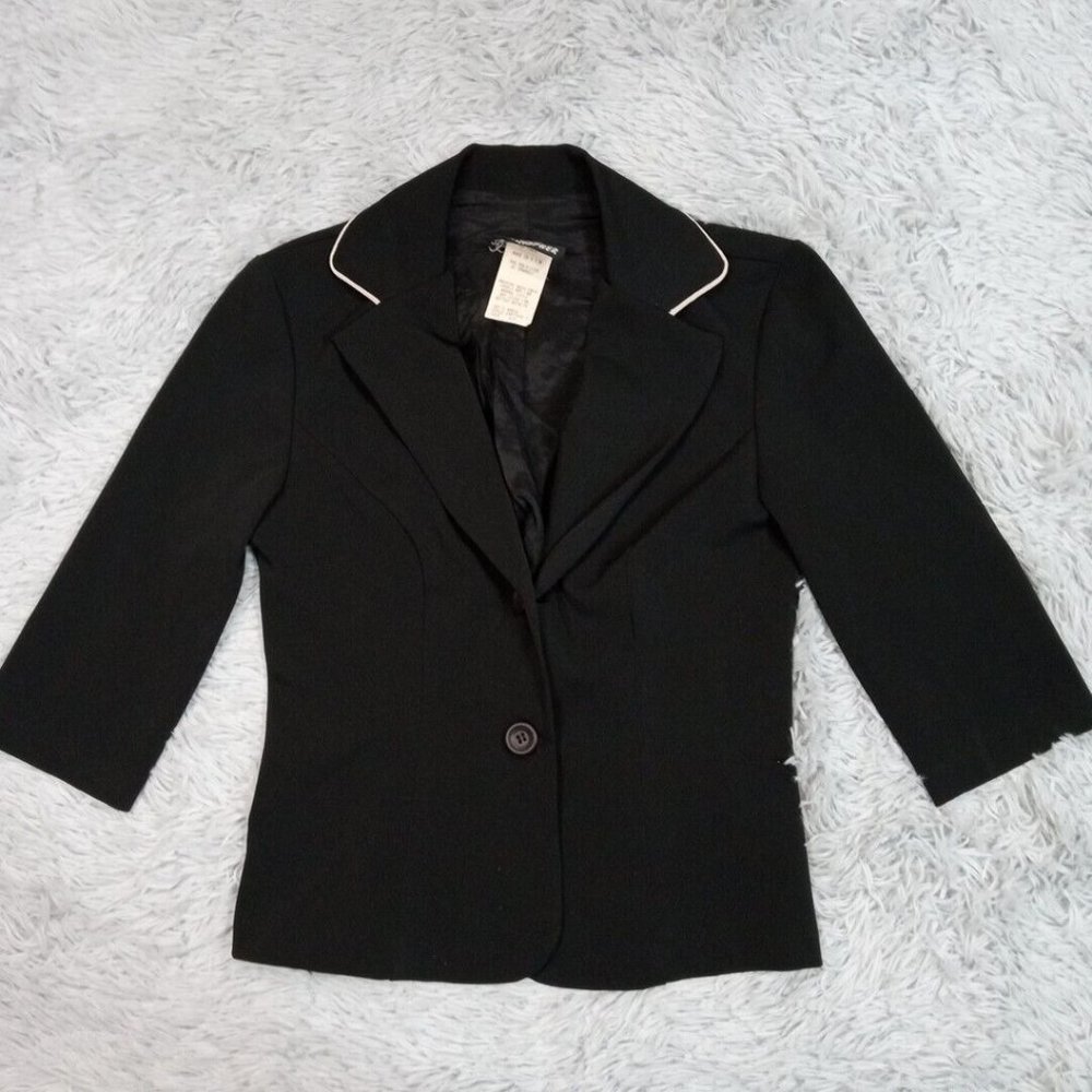 Vintage Jodi Kristopher Womens Blazer Black Suit Jacket Single‎ Breasted 1/2